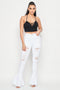 Super High Waisted Distressed Flare Jeans - White